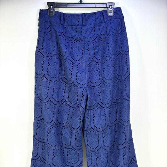 Farm Rio Pineapple Eyelet High Waist Wide Leg Pants Navy Blue Medium NWT - Picture 14 of 17